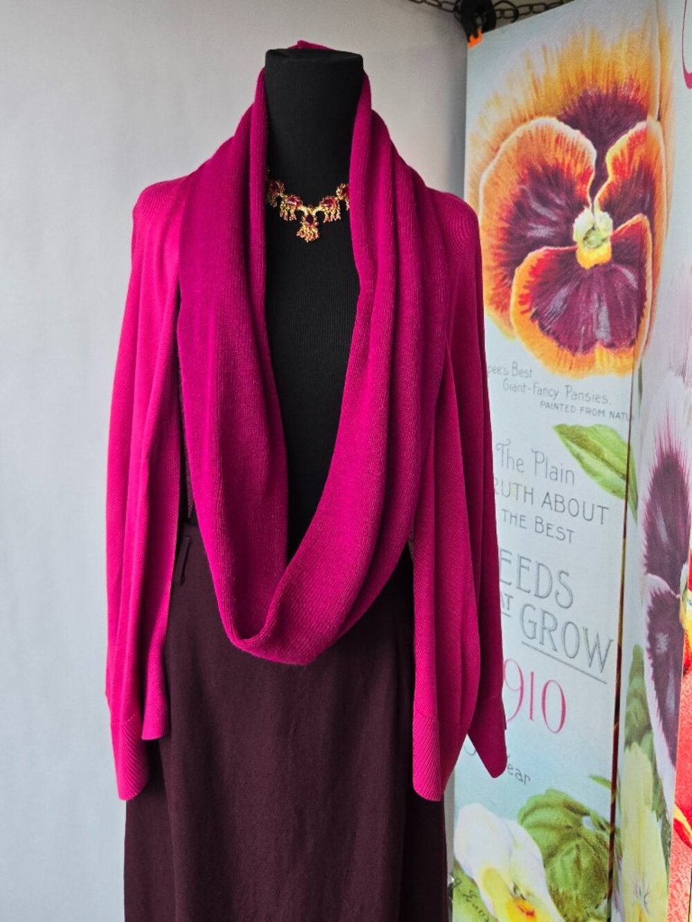 Capezio Deep Raspberry Knitted Infinity Loop Scarf Autumn Winter Boho Accessory